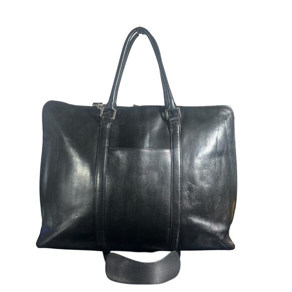 Hobo International Black Leather Briefcase Laptop Bag Shoulder Strap Vintage - Picture 7 of 16